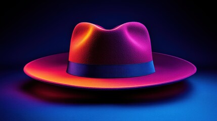 Poster - A vibrant, stylized hat with a smooth gradient in neon colors against a dark background.