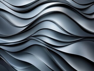 Poster - This abstract image showcases fluid, wavy metallic textures, exuding a sense of modern elegance and dynamism.