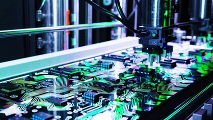 Aufkleber - Advanced robotic arms assembling electronic circuits in a high-tech manufacturing facility