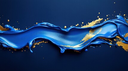 Poster - Vintage Abstract Blue and Gold Paint Art for Creative Projects