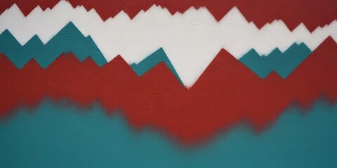 Poster - A painting of mountains with a blue and red stripe