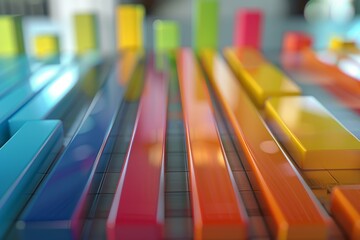 Poster - Colorful bar chart is growing upwards representing positive business results