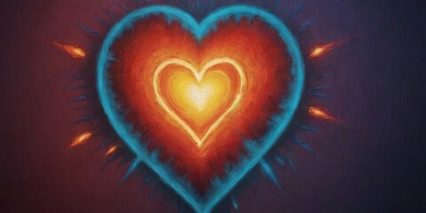 Poster - A heart with a blue and red swirl around it