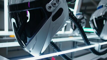Poster - advanced helmet technology showcased in innovative design and feature display at an exhibition