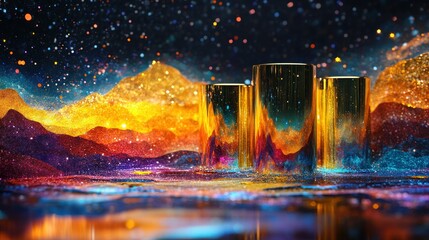 Poster - Vibrant Display of Reflections and Colors in a Scenic Landscape