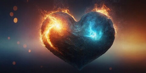 Poster - A heart made of fire and water