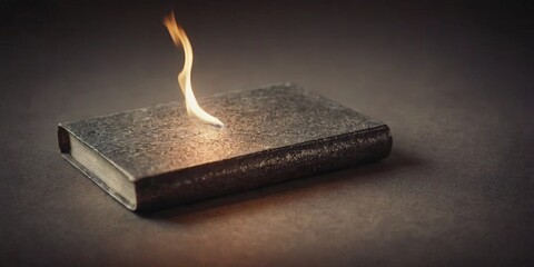 Poster - A book with a lit candle on it