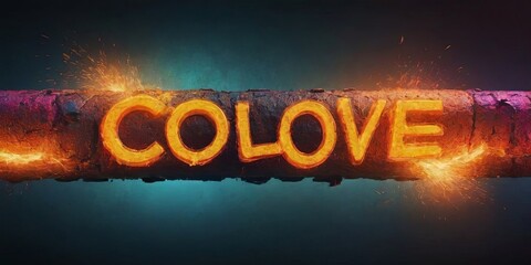 Aufkleber - A graphic of the word COLOVE with fire and sparks surrounding it