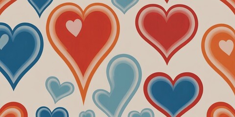 Poster - A pattern of hearts in various colors and sizes