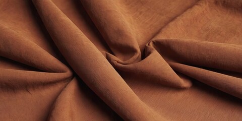 Poster - A brown fabric is curled up and has a wrinkled appearance
