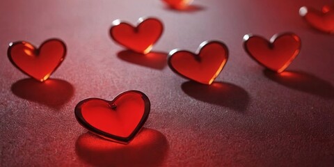 Poster - A close up of a red heart with a red background