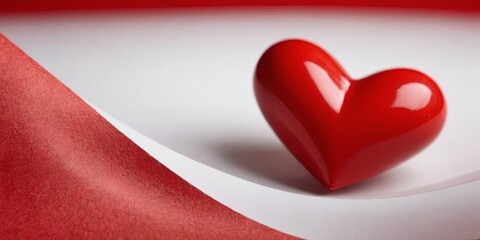 Poster - A red heart is placed on a white background