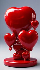 Poster - A red heart sculpture with five other hearts surrounding it