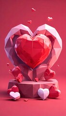 Poster - A heart made of paper is surrounded by many other hearts