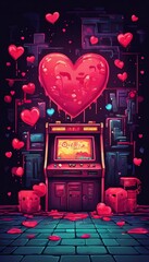 Poster - A video game machine with a heart on it