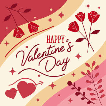 Romantic Valentine's Day Arrangement with Roses and Heart Decorations