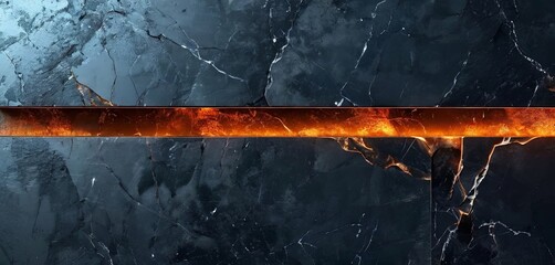 Poster - A black and orange line is drawn on a black background