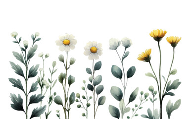  A collection of various stylized flowers and plants 