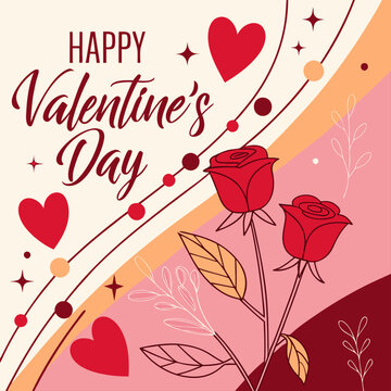 Romantic Valentine's Day Arrangement with Roses and Heart Decorations