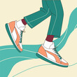 © Muhammaddsy - A cartoon drawing of a person wearing white and orange shoes