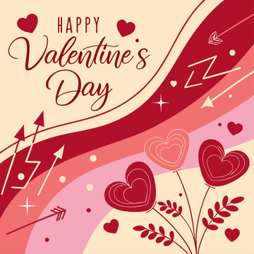 Romantic Valentine's Day Arrangement with Roses and Heart Decorations