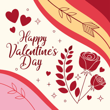 Romantic Valentine's Day Arrangement with Roses and Heart Decorations