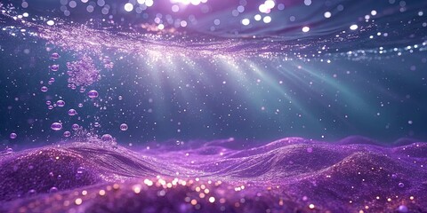 Aufkleber - A purple ocean with glittery sand and water