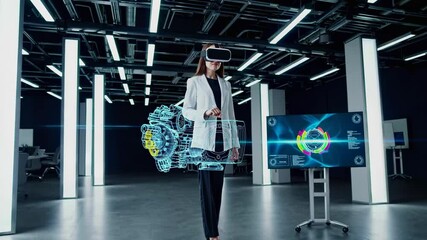 Leinwandbilder - Virtual reality exploration in a high-tech workspace at a modern innovation hub