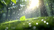 © Dibani - Sunlit leaf in a rain-soaked forest, nature's tranquility, perfect for eco-friendly or environmental themes