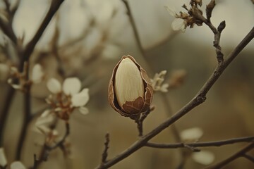 Poster - Magnolia Bud Unfolding On A Branch In Springtime