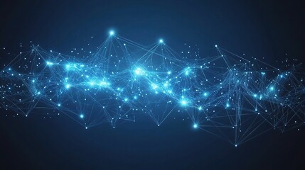 Poster - Abstract Technological Background with Glowing Data Points and Lines