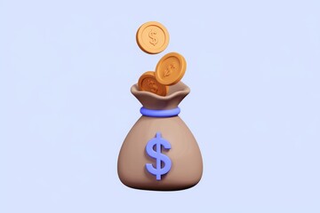 Aufkleber - Gold coins falling into a money bag, symbolizing financial gain or investment.