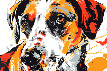 Poster - An artistic line art of a dog with bold, contrasting colors creating a striking visual impact.