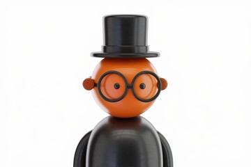 Poster - A 3D rendered cartoon character wearing a top hat and glasses.