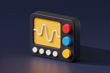 Leinwandbilder - a 3d rendering of a retro-styled device displaying a waveform, featuring colorful buttons and a slee