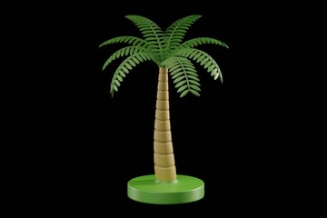 Aufkleber - Stylized 3D model of a palm tree, isolated on a transparent background.