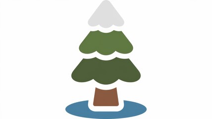 Poster - A stylized evergreen tree with snow on top, standing in a pool of water.