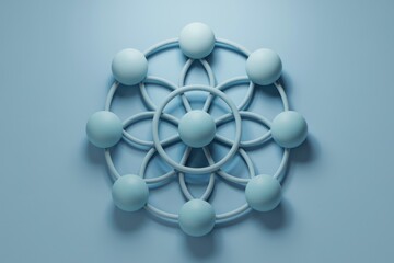 Fototapete - Abstract interconnected spheres forming a circular pattern, symbolizing network connections.