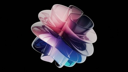 Poster - Abstract 3D rendering of a swirling, glossy, multicolored sculpture, evoking a sense of movement and fluidity.