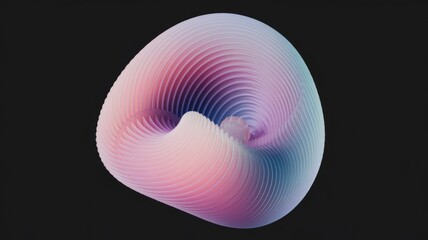 Aufkleber - Abstract 3D rendering of a pastel-colored swirling wave-like form, creating a mesmerizing visual effect.