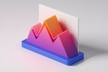 Aufkleber - A 3D isometric graph showcasing upward trending data, vibrant color gradient, and grid background.