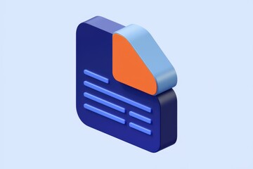 Fototapete - 3D isometric icon representing a document with sections and a highlight, symbolizing data or information.