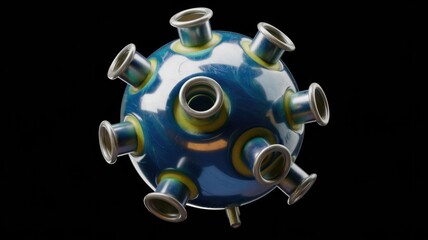 Poster - A spherical object with multiple metallic tubes, resembling a futuristic device or bomb.