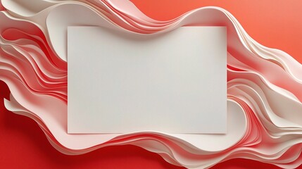 Poster - Abstract 3D Red Background with Blank Paper Layer in Space
