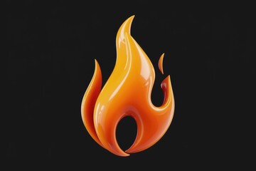 Poster - Stylized 3D rendering of an orange flame on a transparent background.