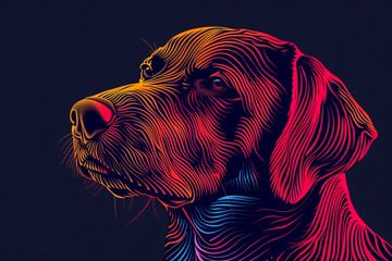Poster - An artistic line art of a dog with bold, contrasting colors creating a striking visual impact.