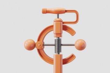 Aufkleber - An orange C-clamp with a spring mechanism, a 3D render.