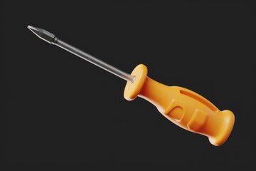 Poster - A 3D render of an orange-handled screwdriver isolated on a transparent background.