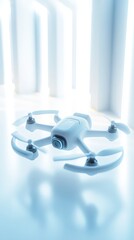 Poster - A sleek white drone positioned in a bright, minimalistic environment.