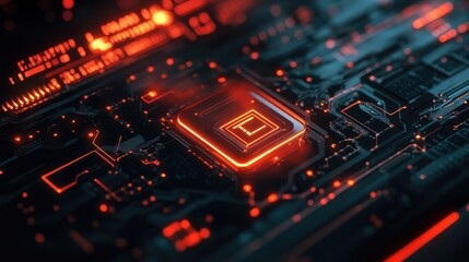 Poster - Futuristic cybersecurity concept on a laptop with digital lock and circuit graphics